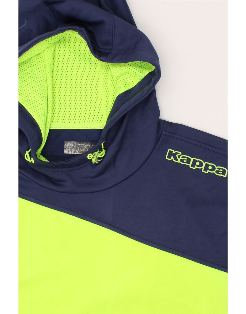 KAPPA Mens Graphic Hoodie Jumper 2XL Navy Blue Colourblock Polyester | Vintage Kappa | Thrift | Second-Hand Kappa | Used Clothing | Messina Hembry 