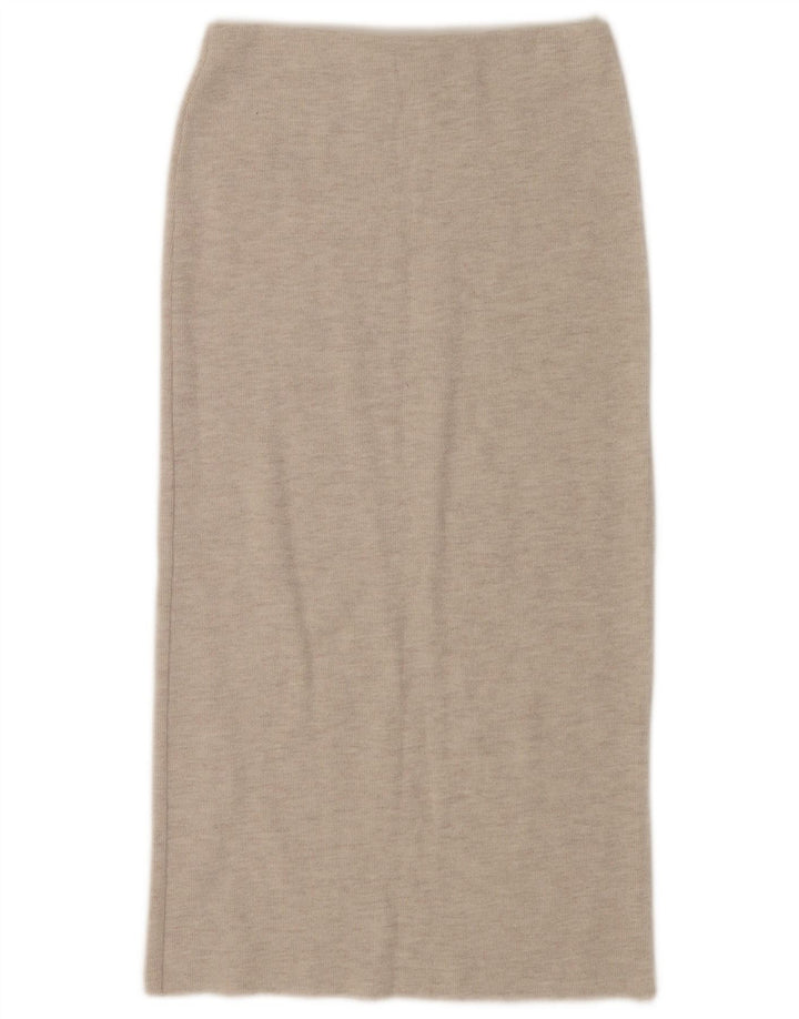 Zara Womens Knit Straight Skirt Small W26 Beige Flecked