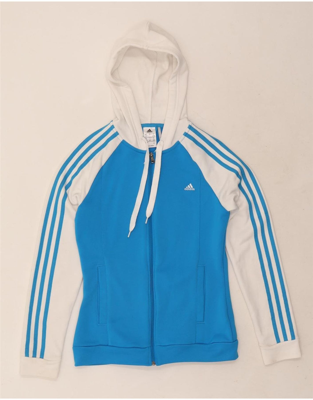 Adidas Womens Climalite Zip Hoodie Sweater UK 8/10 Small Blue Polyester