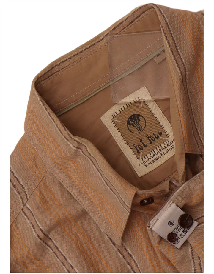 Fat Face Mens Shirt Medium Beige Striped Cotton