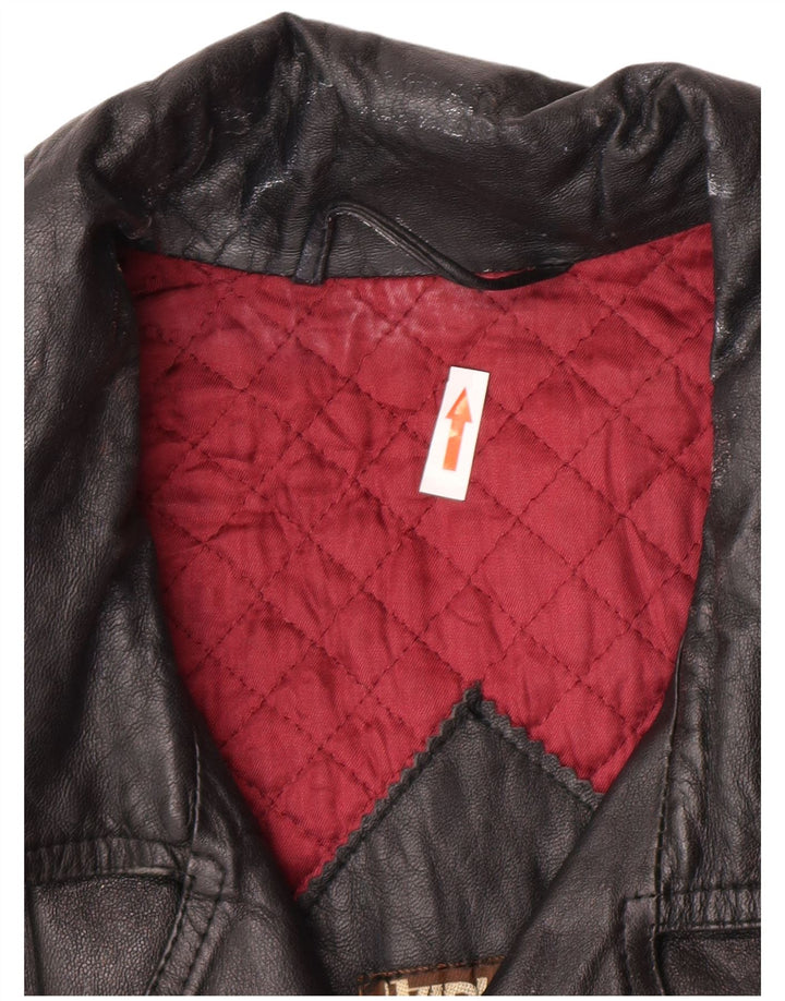 Vintage Mens Leather Biker Jacket IT 52 XL Black