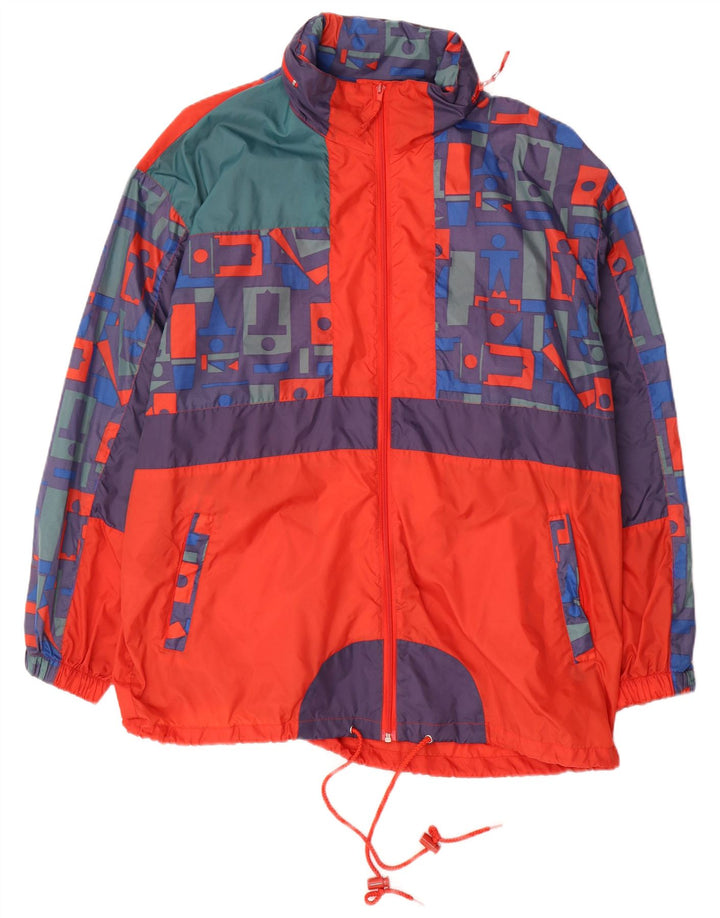 Vintage Mens Hooded Rain Jacket UK 40 Large Multicoloured Geometric
