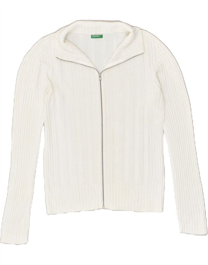 BENETTON Womens Cardigan Sweater UK 16 Large White Cotton | Vintage Benetton | Thrift | Second-Hand Benetton | Used Clothing | Messina Hembry 