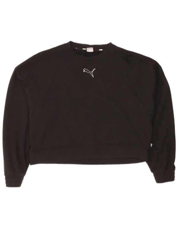 Puma Womens Graphic Relaxed Fit Sweatshirt Jumper UK 16 Large Black Cotton