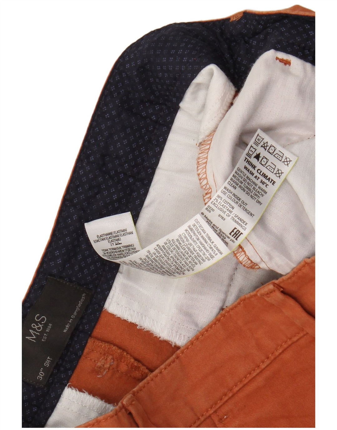 Marks & Spencer Mens Chino Shorts W30 Medium Orange Cotton