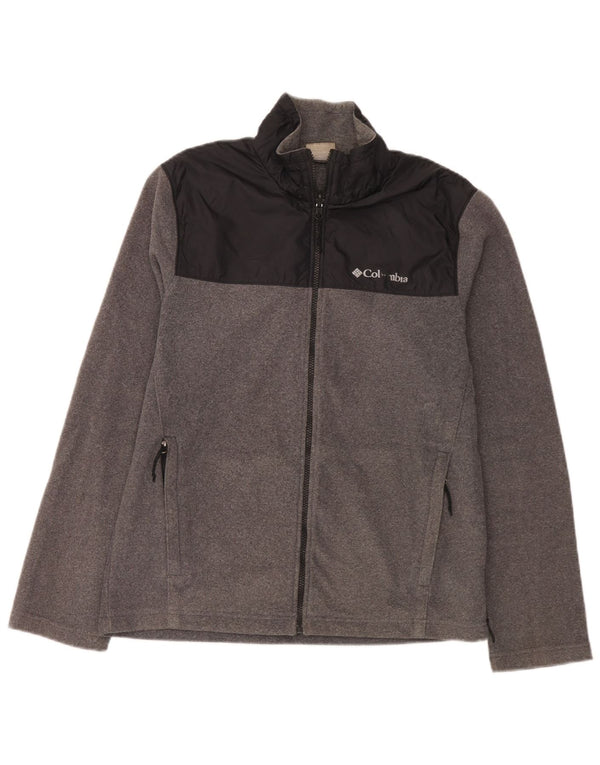 Columbia Mens Fleece Jacket UK 38 Medium Grey Colourblock Polyester