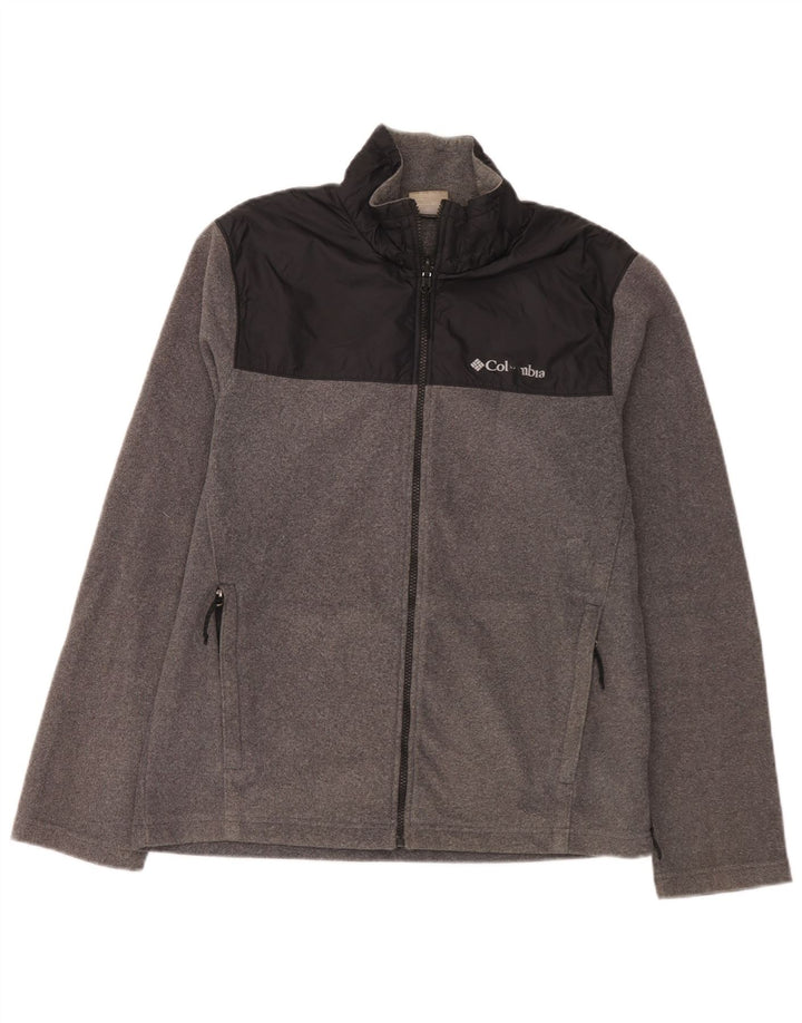 Columbia Mens Fleece Jacket UK 38 Medium Grey Colourblock Polyester