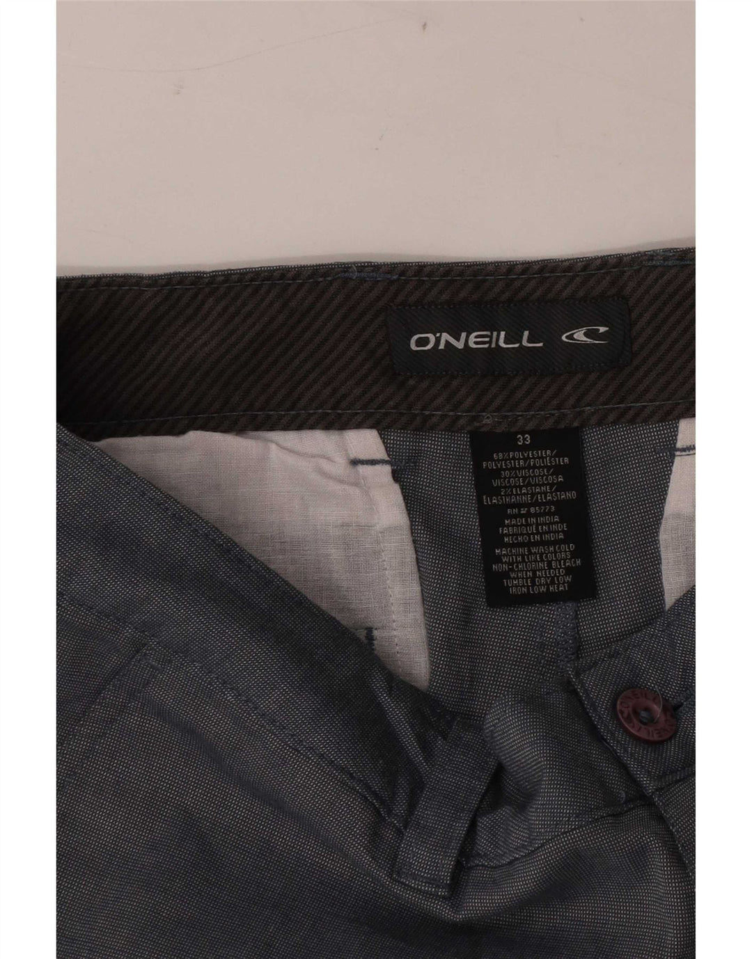 O'Neill Mens Chino Shorts W33 Medium Grey Colourblock Cotton