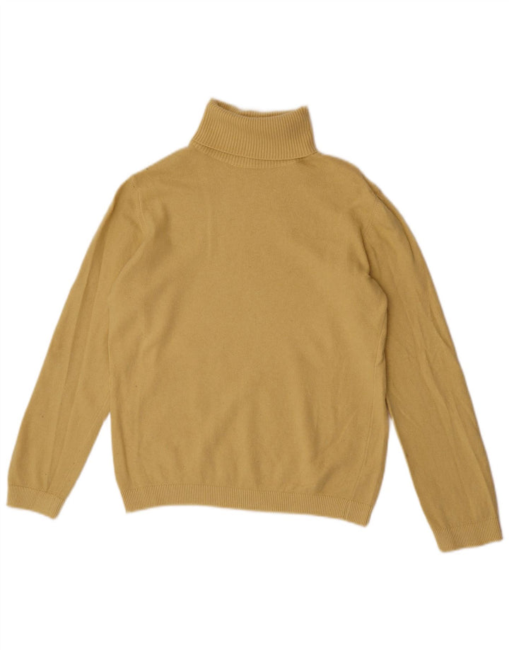 Benetton Womens Roll Neck Jumper Sweater UK 10 Small Yellow Viscose