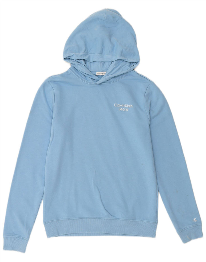 CALVIN KLEIN JEANS Boys Hoodie Jumper 15-16 Years Blue Cotton