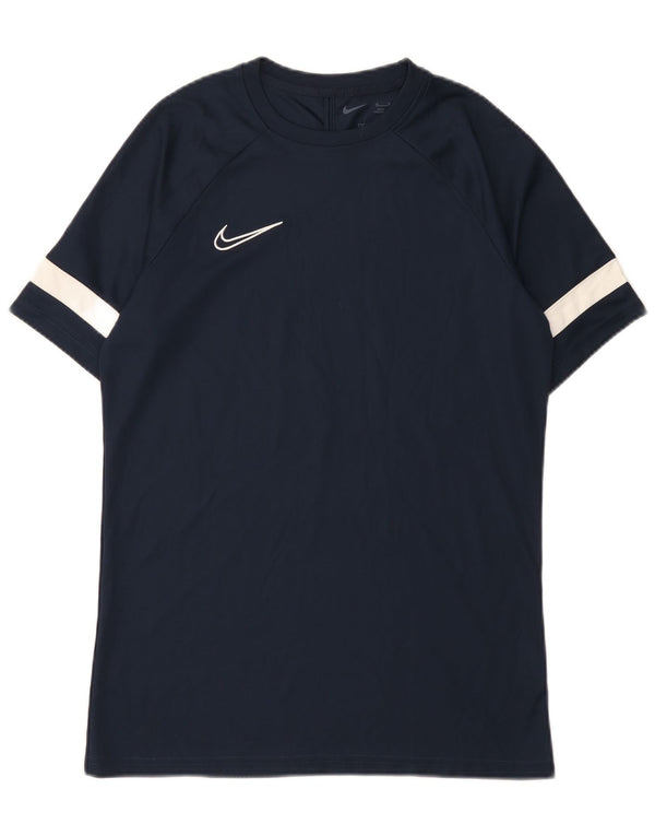 Nike Mens Dri Fit T-Shirt Top Medium Navy Blue Colourblock Polyester