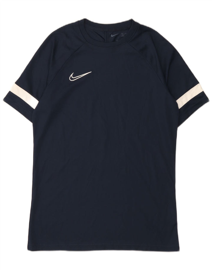 Nike Mens Dri Fit T-Shirt Top Medium Navy Blue Colourblock Polyester