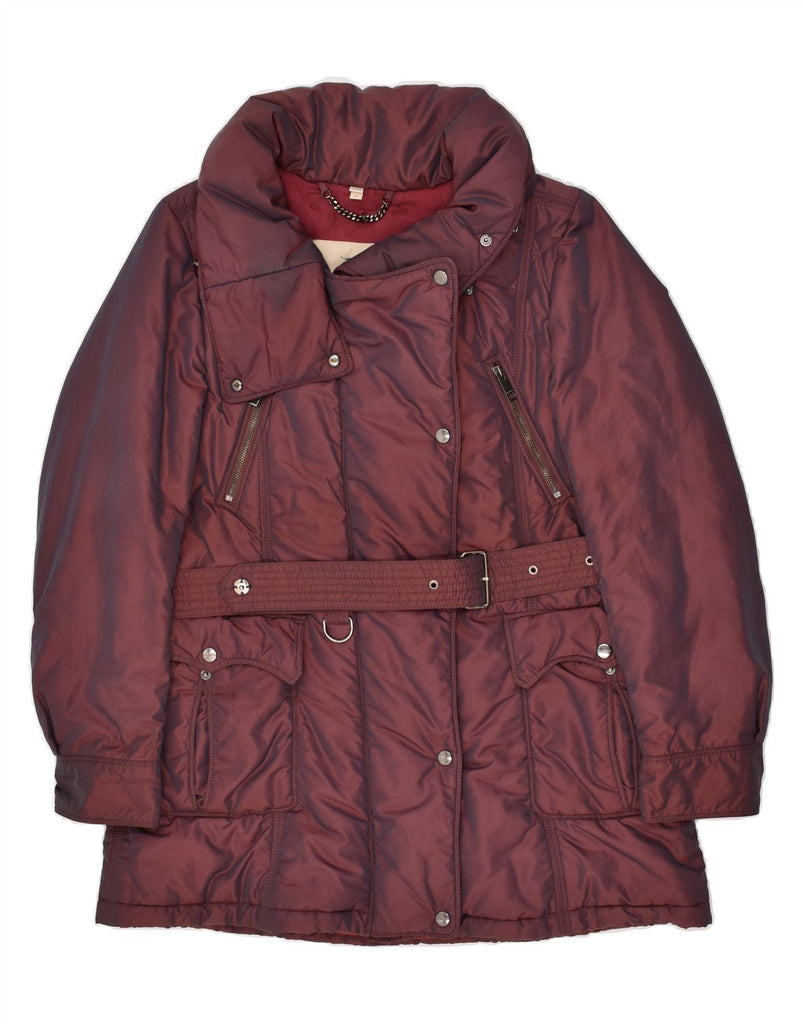 BURBERRY Womens Padded Coat UK 16 Large Burgundy Nylon | Vintage Burberry | Thrift | Second-Hand Burberry | Used Clothing | Messina Hembry 