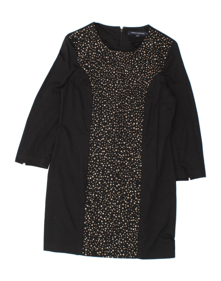 FRENCH CONNECTION Womens 3/4 Sleeve Shift Dress UK 10 Small Black Cotton Vintage French Connection and Second-Hand French Connection from Messina Hembry 