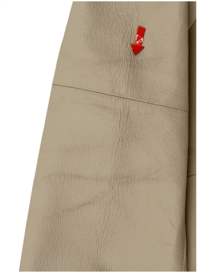 Vintage Womens Leather Coat UK 12 Medium Beige Leather