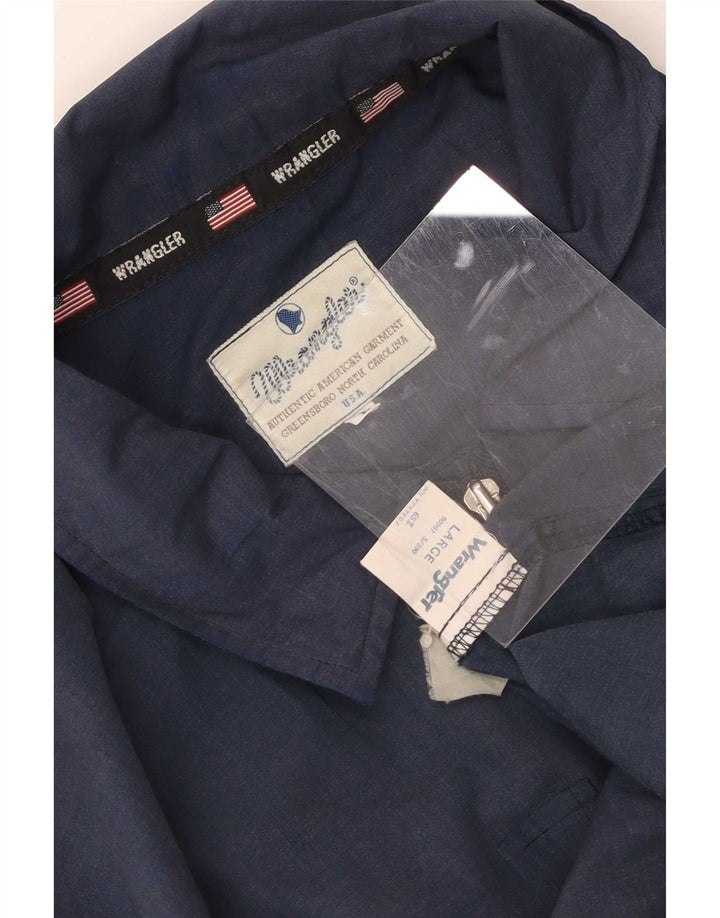 Wrangler Mens Graphic Bomber Jacket UK 40 Large Navy Blue Polyester
