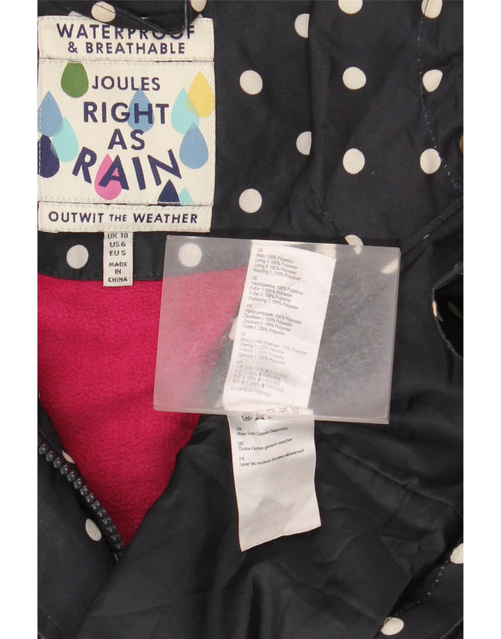 JOULES Womens Oversized Windbreaker Coat UK 10 Small Navy Blue Polka Dot