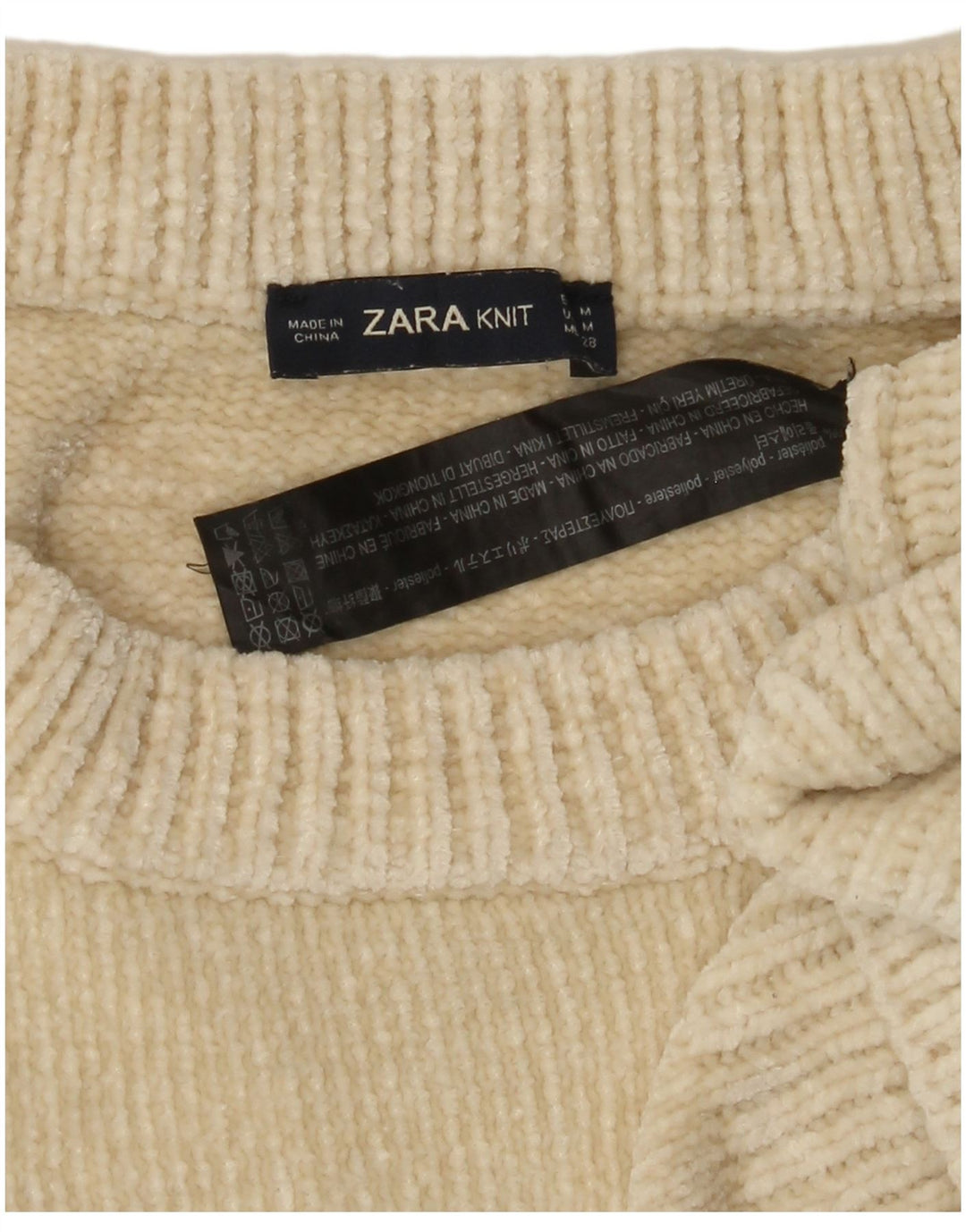 ZARA Womens Oversized Boat Neck Jumper Sweater UK 14 Medium Beige