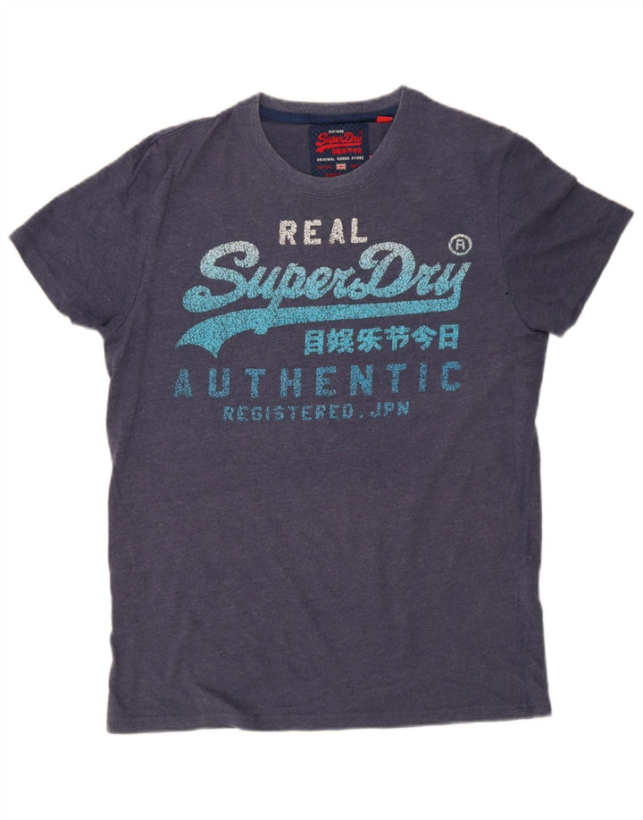 Superdry Mens Graphic T-Shirt Top Medium Navy Blue Cotton