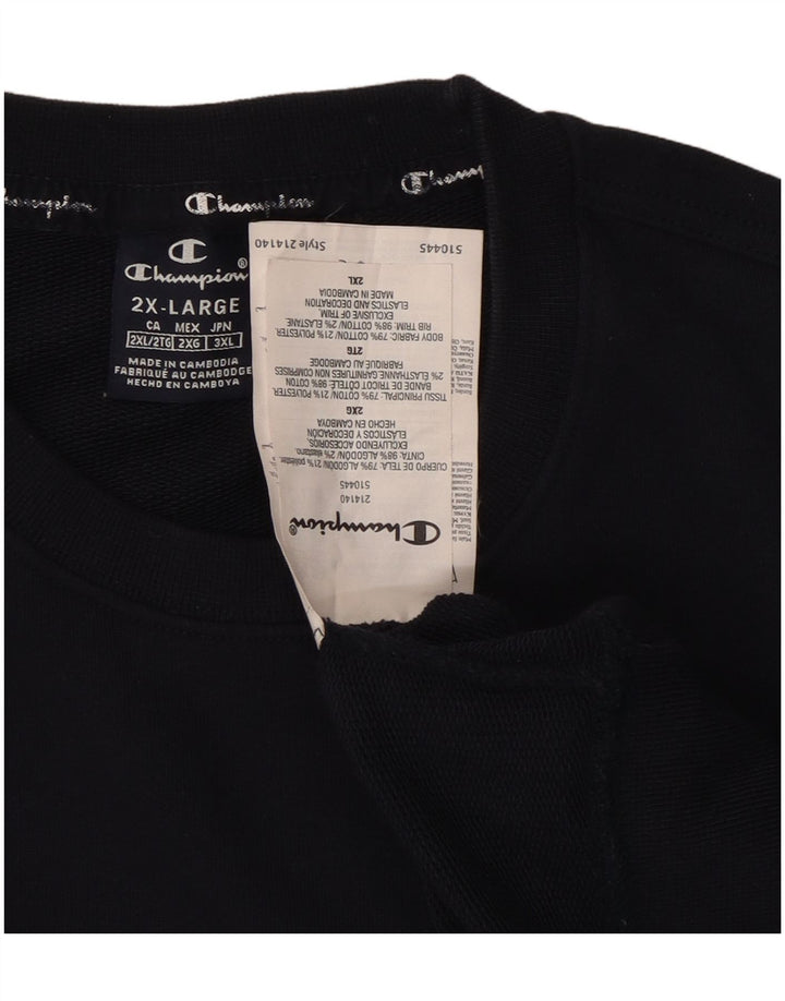 CHAMPION Mens Graphic Sweatshirt Jumper 2XL Navy Blue Cotton