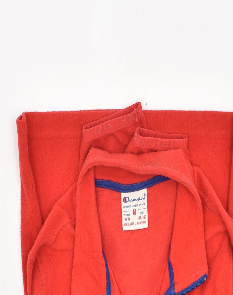 CHAMPION Boys Zip Neck Fleece Jumper 9-10 Years Medium Red Polyester | Vintage | Thrift | Second-Hand | Used Clothing | Messina Hembry 