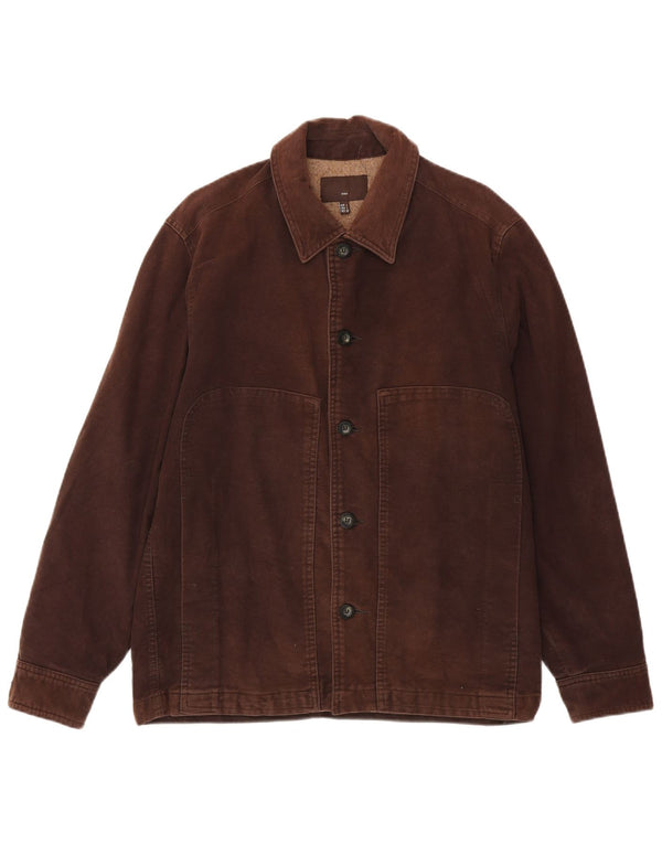 Zara Mens Bomber Jacket UK 40 Large Brown Cotton