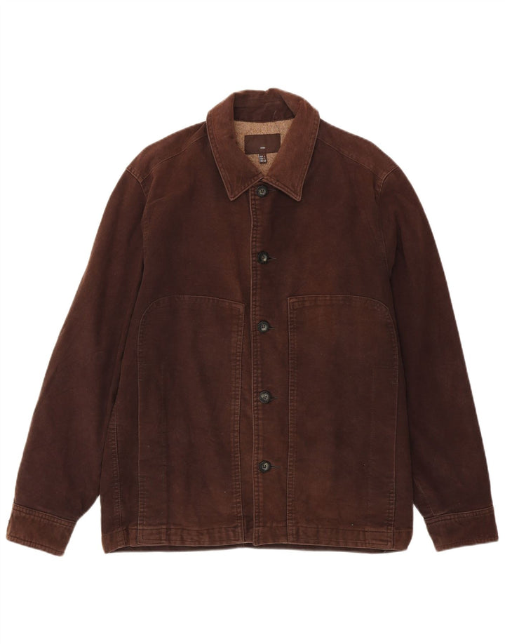 Zara Mens Bomber Jacket UK 40 Large Brown Cotton