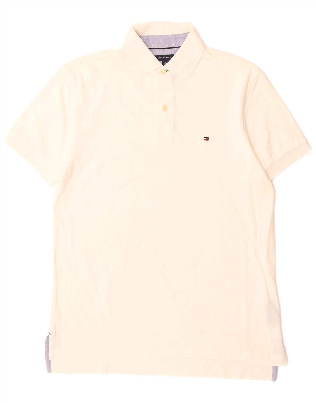 Tommy Hilfiger Mens Classic Fit Polo Shirt Small White Cotton
