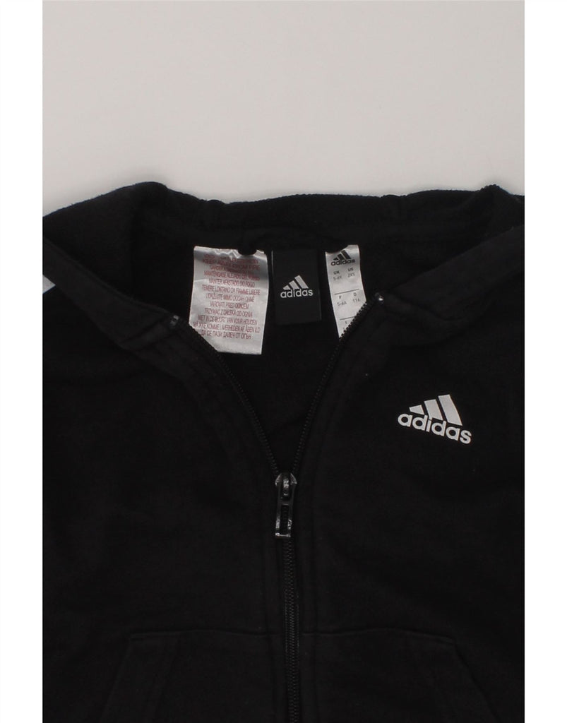 ADIDAS Boys Zip Hoodie Sweater 5-6 Years Black Cotton | Vintage Adidas | Thrift | Second-Hand Adidas | Used Clothing | Messina Hembry 