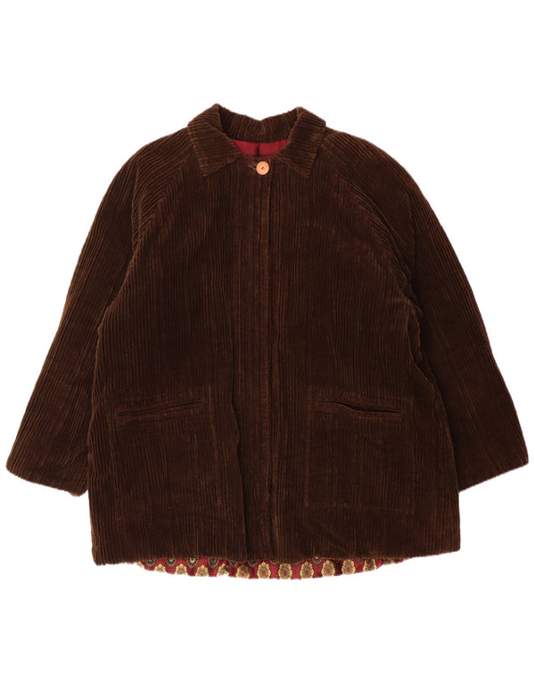 Vintage Womens Oversized Corduroy Jacket UK 14 Medium Brown Cotton