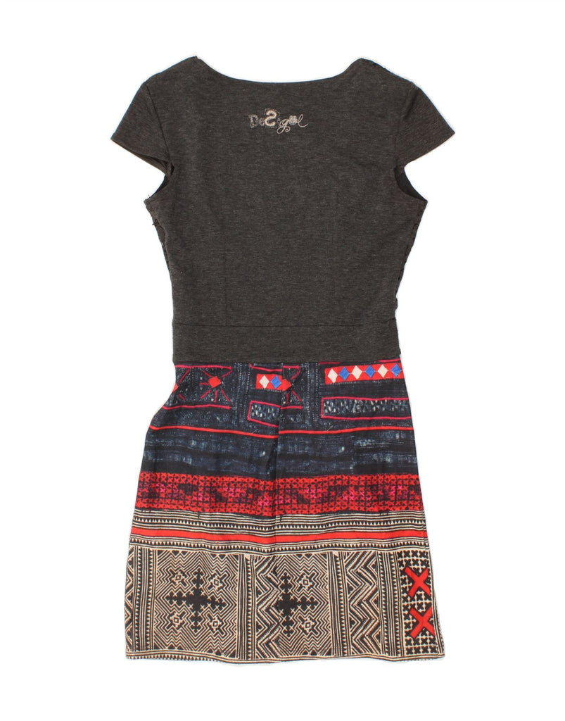 DESIGUAL Womens Sheath Dress UK 10 Small Grey Geometric Vintage Desigual and Second-Hand Desigual from Messina Hembry 