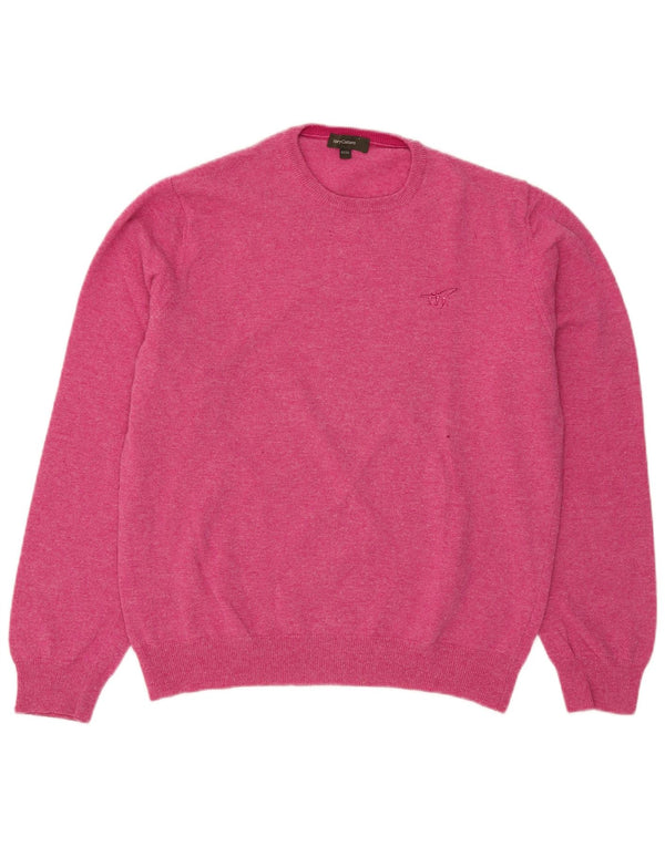 Henry Cottons Mens Crew Neck Jumper Sweater 3XL Pink Wool