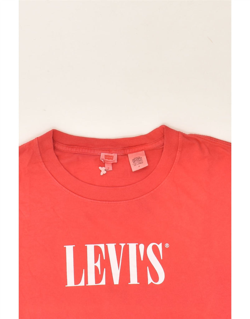 LEVI'S Womens Crop Graphic T-Shirt Top UK 12 Medium Red Cotton | Vintage Levi's | Thrift | Second-Hand Levi's | Used Clothing | Messina Hembry 