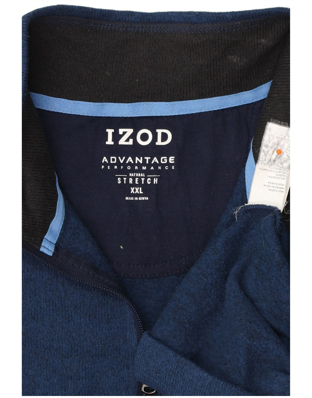 IZOD Mens Zip Neck Sweatshirt Jumper 2XL Navy Blue Flecked Polyester