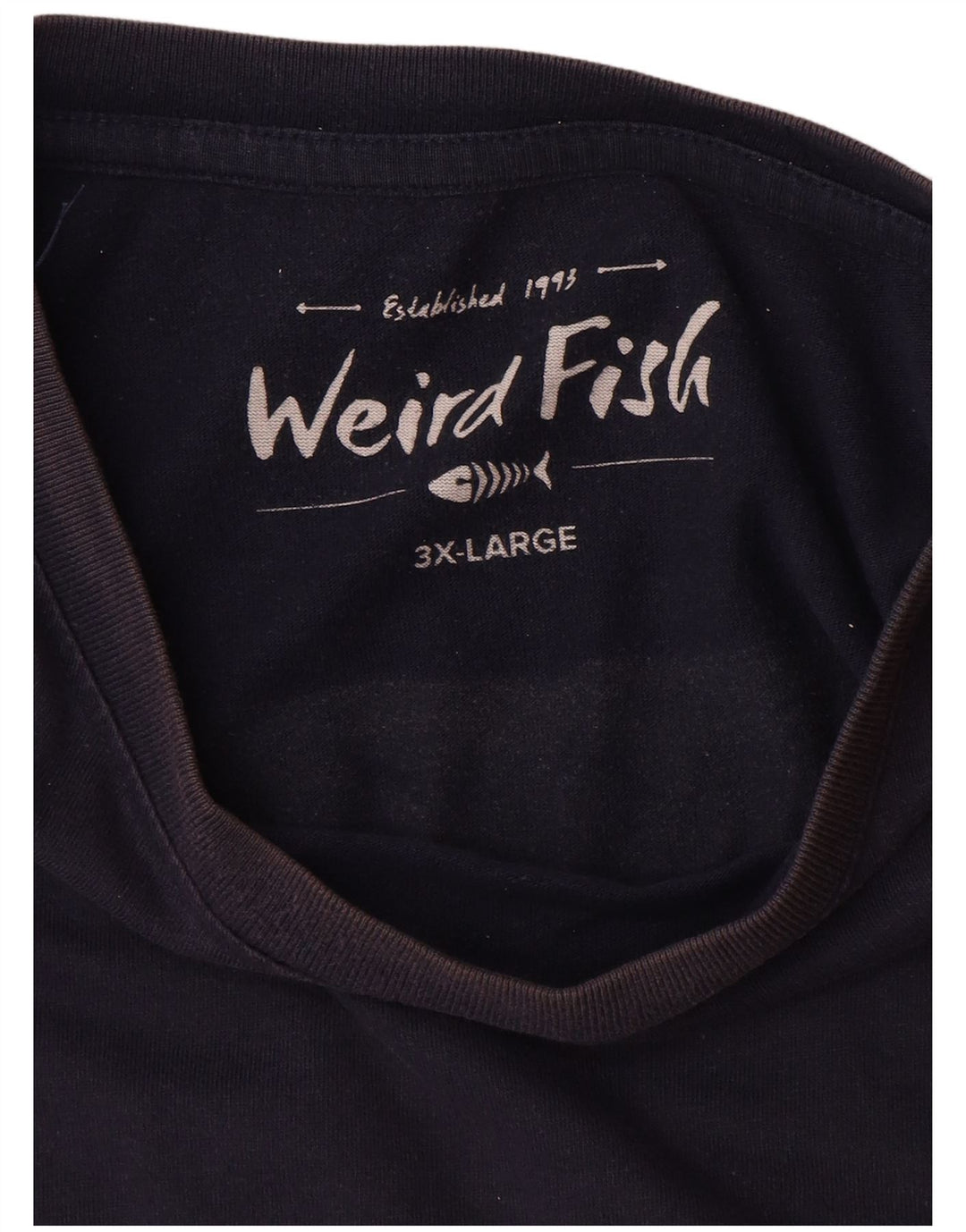 WEIRD FISH Mens Graphic T-Shirt Top 3XL Navy Blue Cotton