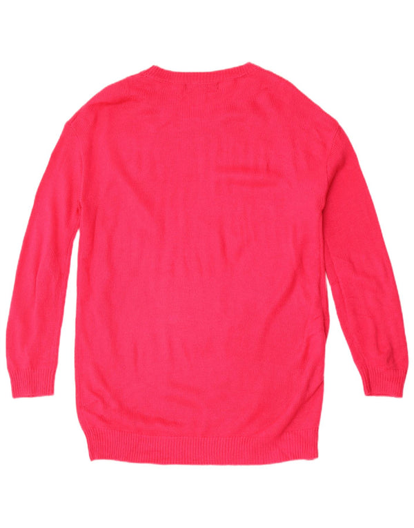 Marks & Spencer Womens Graphic Jumper Dress UK 14 Medium Pink Christmas