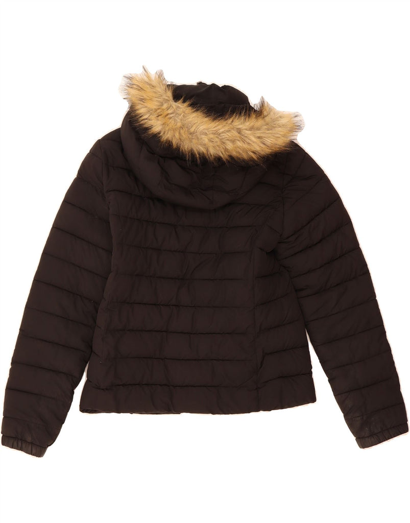 SUPERDRY Womens Hooded Padded Jacket UK 12 Medium  Black Nylon Vintage Superdry and Second-Hand Superdry from Messina Hembry 