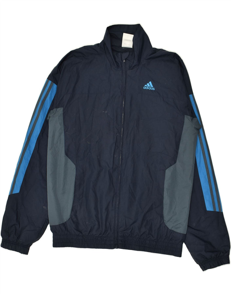 ADIDAS Mens Tracksuit Top Jacket UK 38/40 Medium Navy Blue Colourblock | Vintage Adidas | Thrift | Second-Hand Adidas | Used Clothing | Messina Hembry 