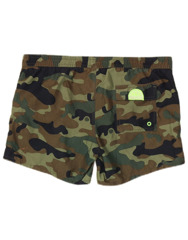 Sundek Mens Swimming Shorts Large  Khaki Camouflage Polyester