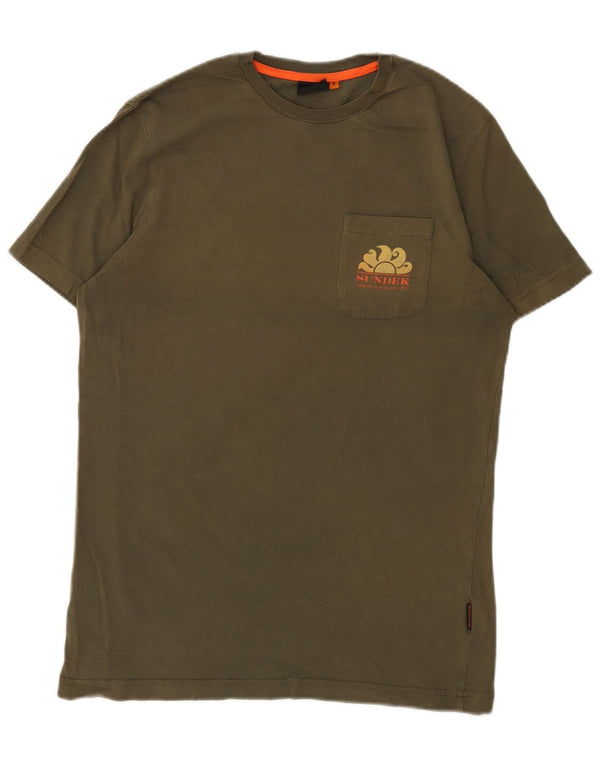 Sundek Mens Graphic T-Shirt Top Small Green Cotton