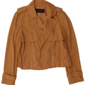 Zara Womens Oversized Crop Open Blazer Jacket UK 6 XS Brown Lyocell