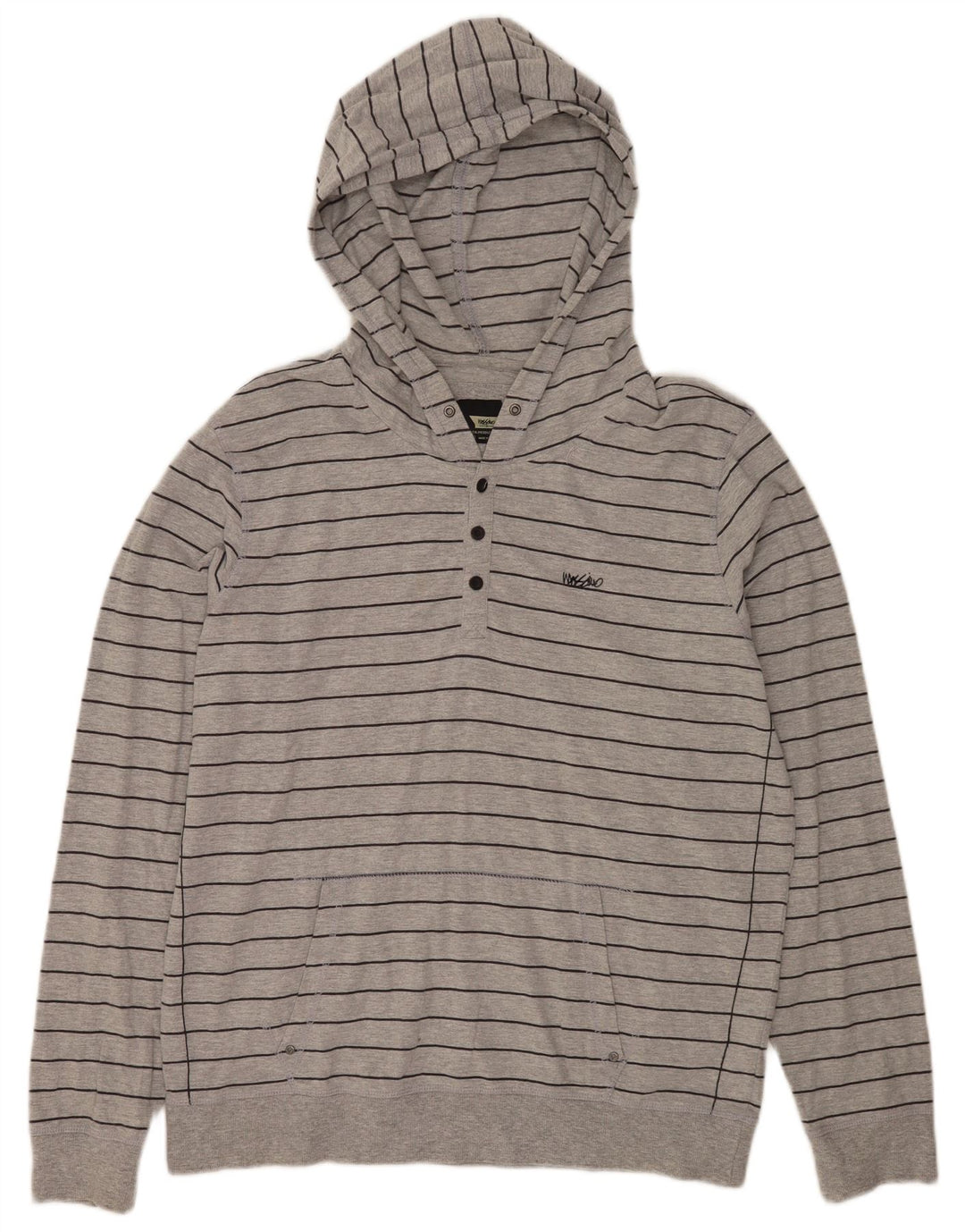 Mossimo Mens Hoodie Jumper XL Grey Striped Cotton