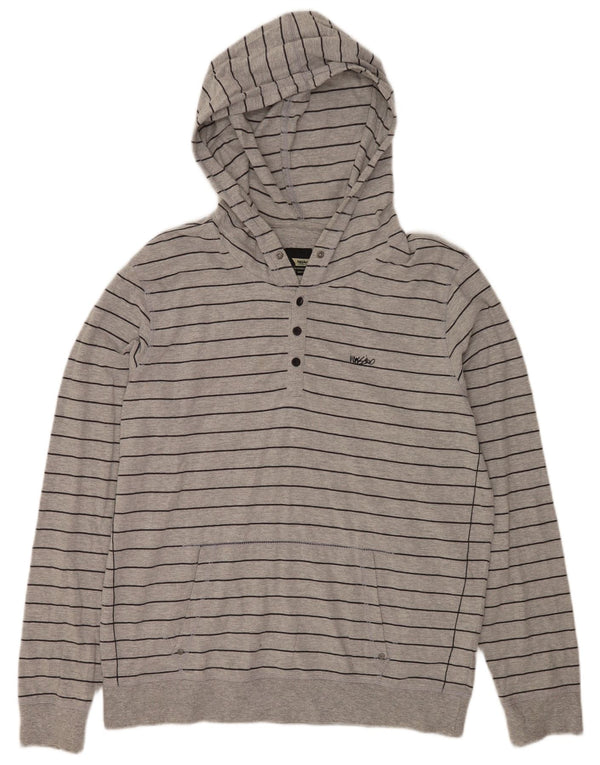 Mossimo Mens Hoodie Jumper XL Grey Striped Cotton