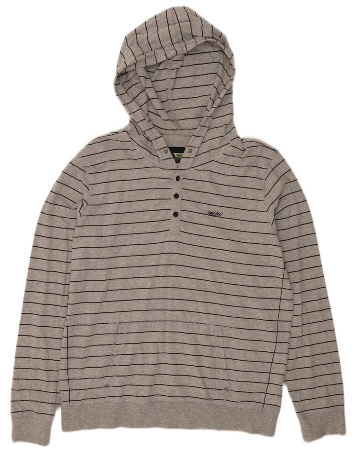 Mossimo Mens Hoodie Jumper XL Grey Striped Cotton
