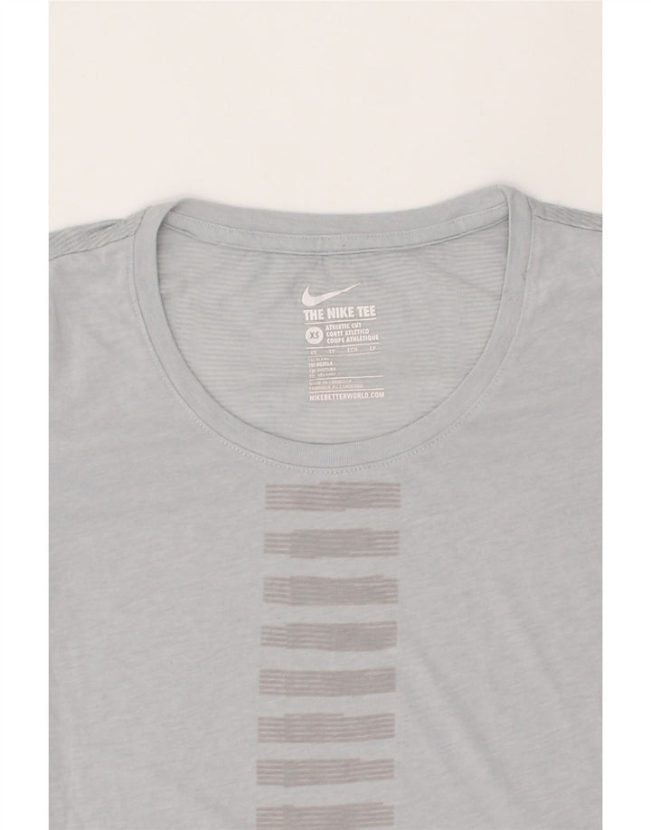 NIKE Womens Athletic Cut Graphic T-Shirt Top UK 4 XS Grey Polyester Vintage Nike and Second-Hand Nike from Messina Hembry 