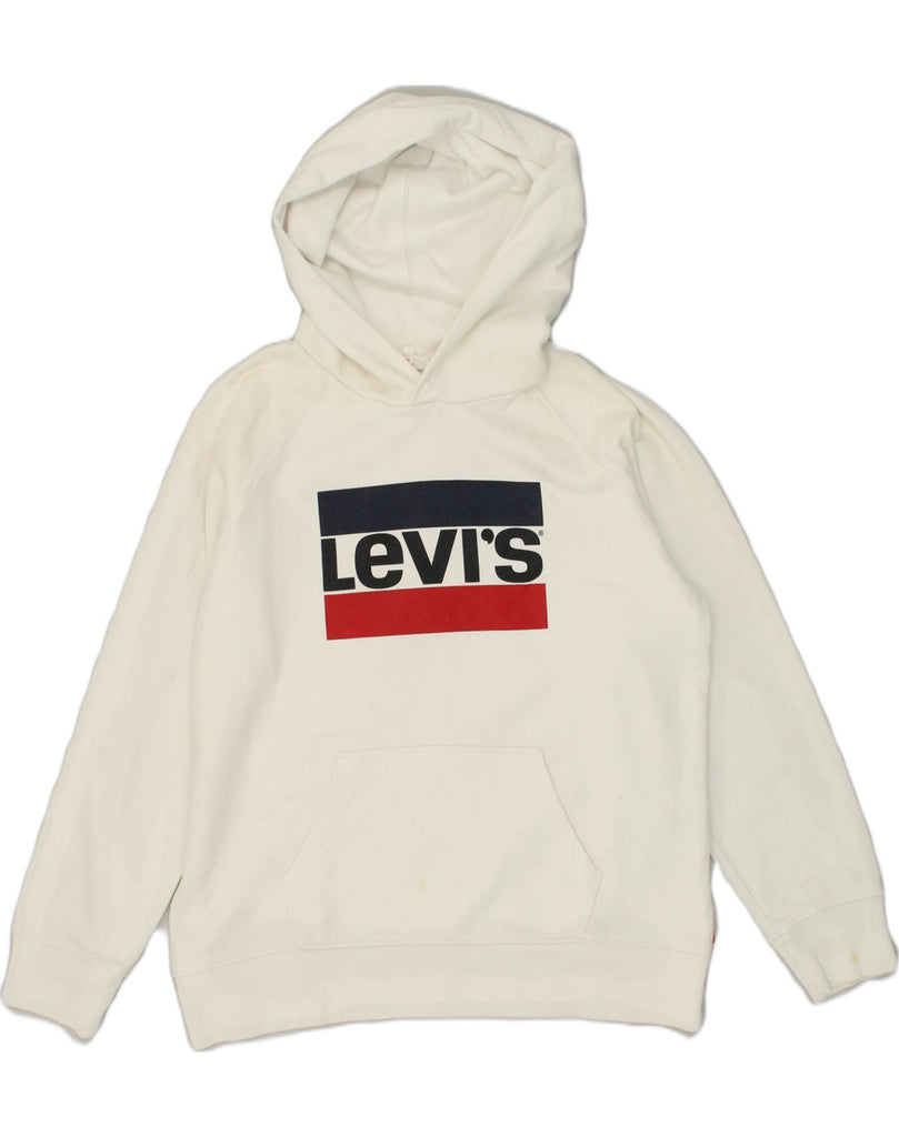 LEVI'S Mens Graphic Hoodie Jumper Medium White Cotton | Vintage Levi's | Thrift | Second-Hand Levi's | Used Clothing | Messina Hembry 