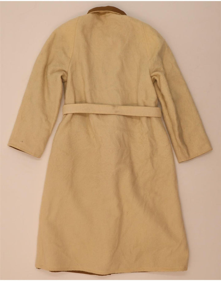 Vintage Womens Reversible Overcoat IT 42 Medium Beige Cotton