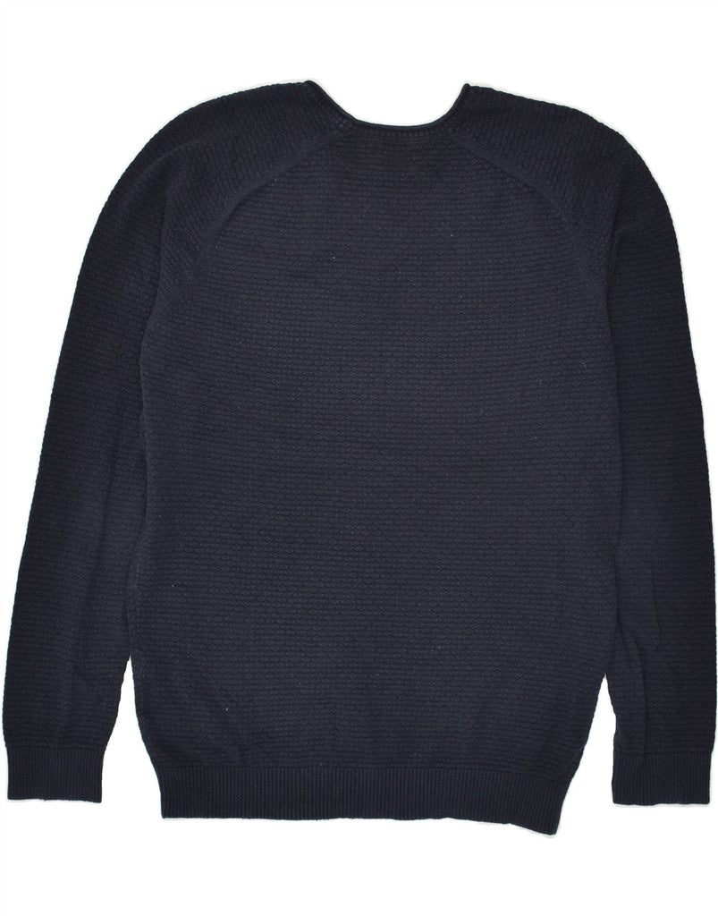 MASSIMO DUTTI Mens Crew Neck Jumper Sweater Large Navy Blue Cotton | Vintage Massimo Dutti | Thrift | Second-Hand Massimo Dutti | Used Clothing | Messina Hembry 