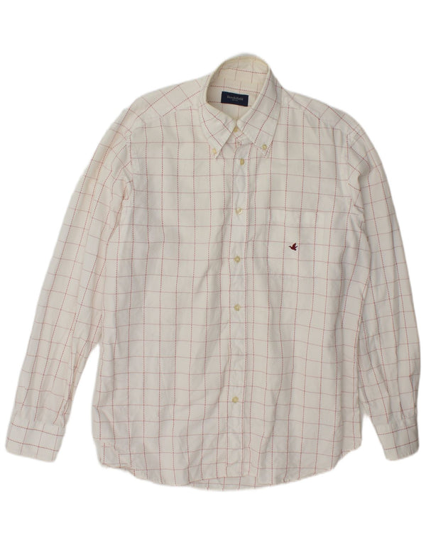 Brooksfield Mens Shirt Size 41 Large White Check Cotton