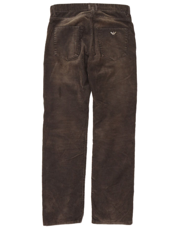 Armani Mens Straight Corduroy Trousers W32 L34 Brown Polyester